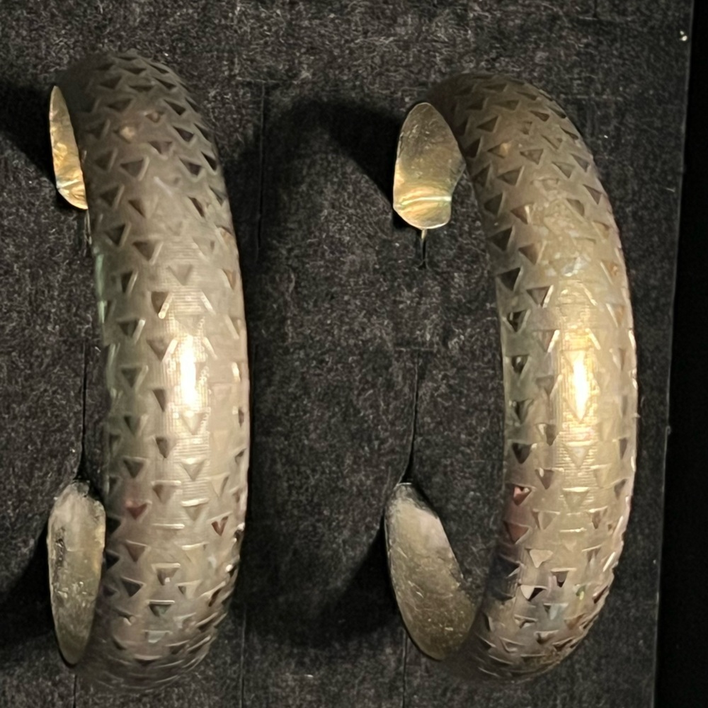 Silver Reptile style 3” hoop earrings
